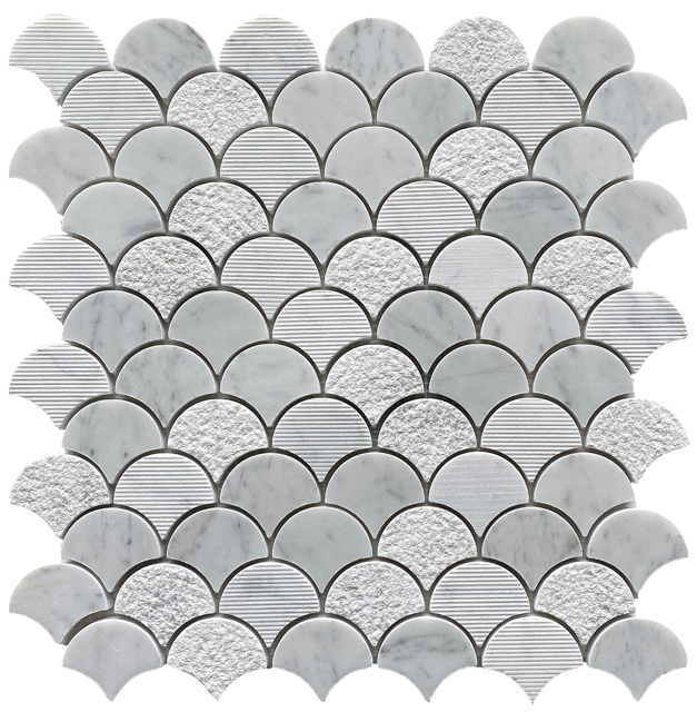 Carrara Super White Fan Mosaic Matte